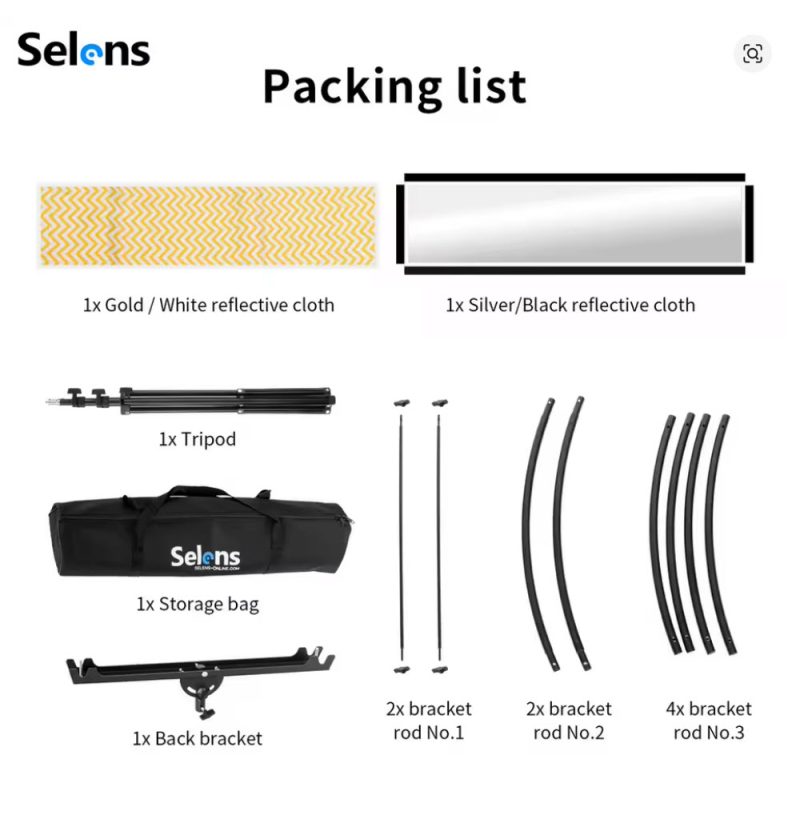 Відбивач Selens 4 Colors Collapsible Light Reflective Screen (180×60 см)